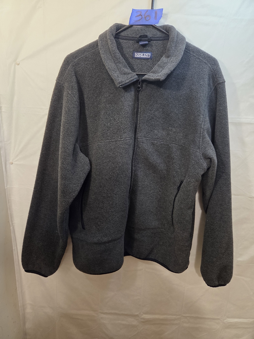Lands' End Men's Charcoal Gray Full-Zip Fleece Jacket
